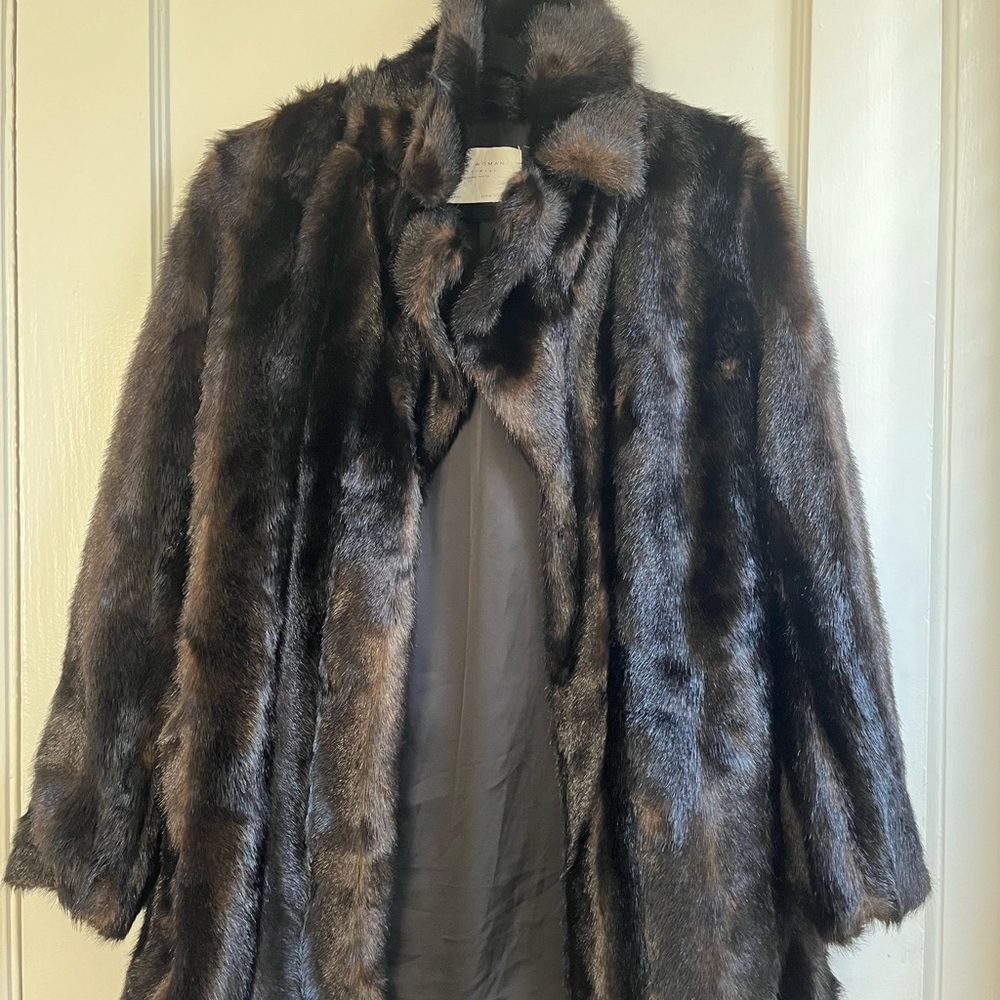 Zara black and brown faux fur coat. Size M